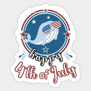 Cute Whale Happy 4th of July Sticker